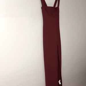 Floor length, high slit evening dress
